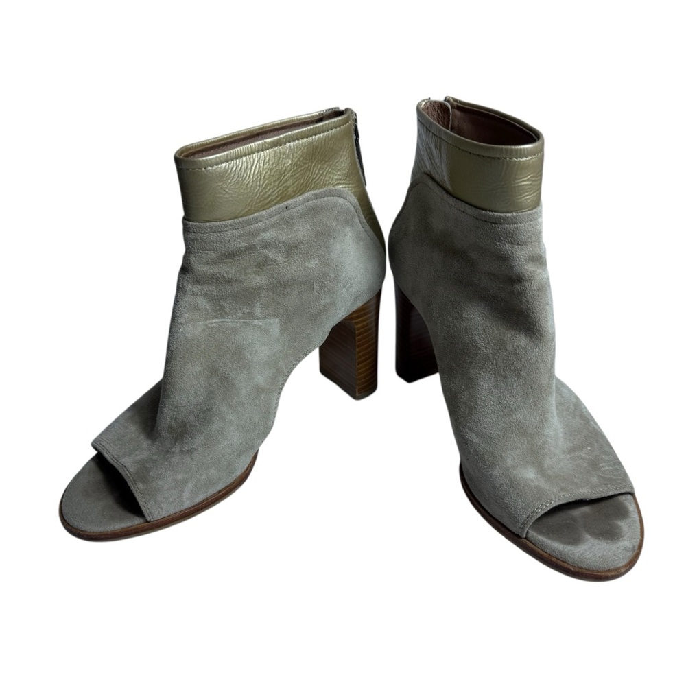 Donald J Pliner Raie Open-Toe Ankle Boots | Taupe Suede | Size 6.5M